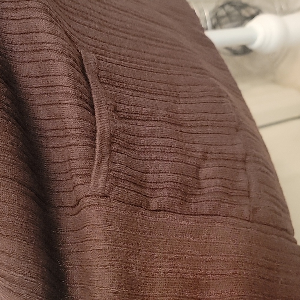 Dress Barn Chocolate Brown Sleeveless Long Cardigan, Size L. with pockets. - Picture 5 of 7